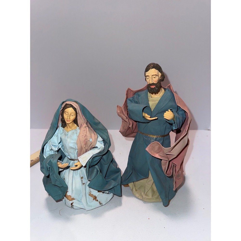 Vintage Fontanini Style Nativity Mary Joseph Figures Large 12 Inch Paper‎ Mache